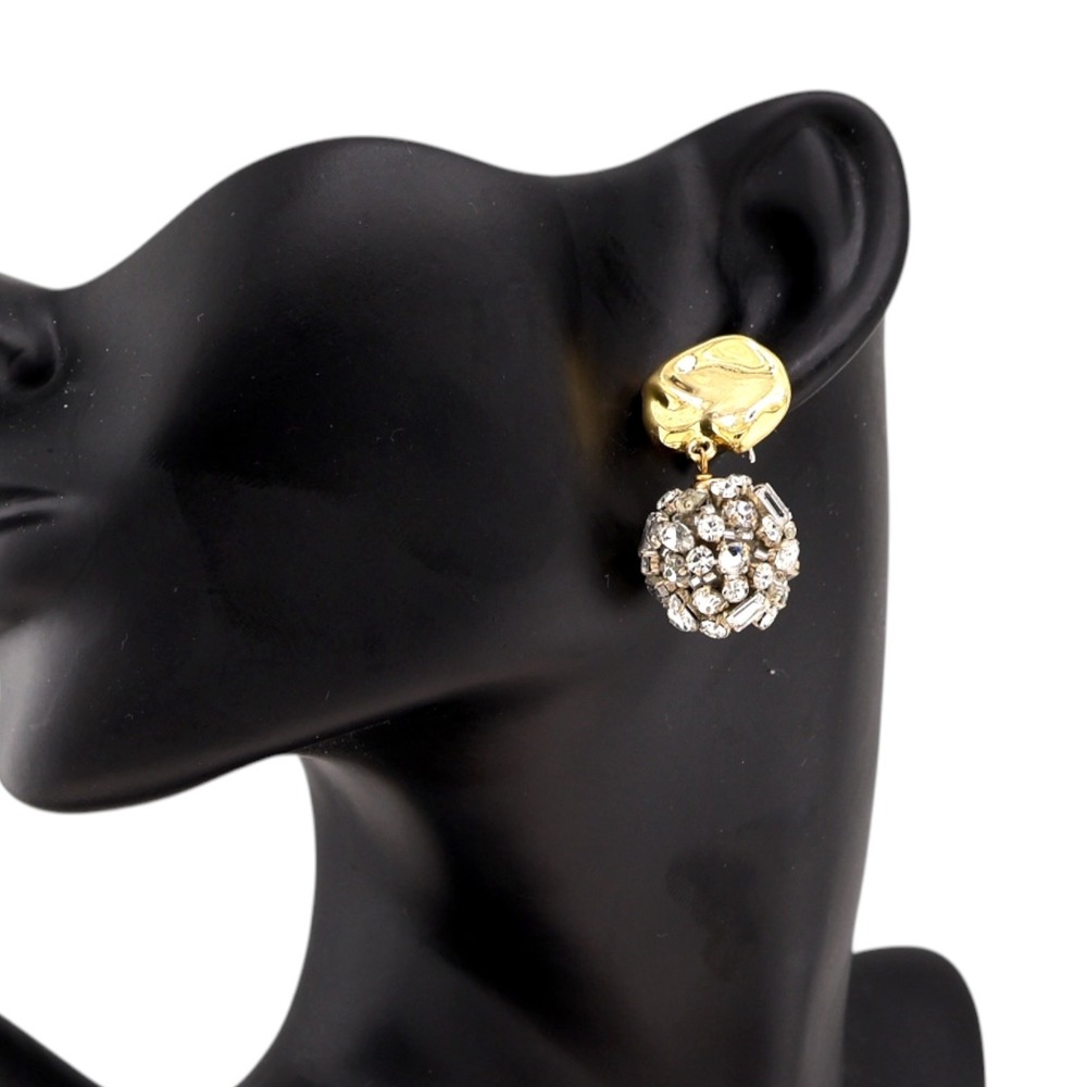 Lizzie Fortunato Meteor Shower Earrings Gold Crystal Pavé Drop Statement